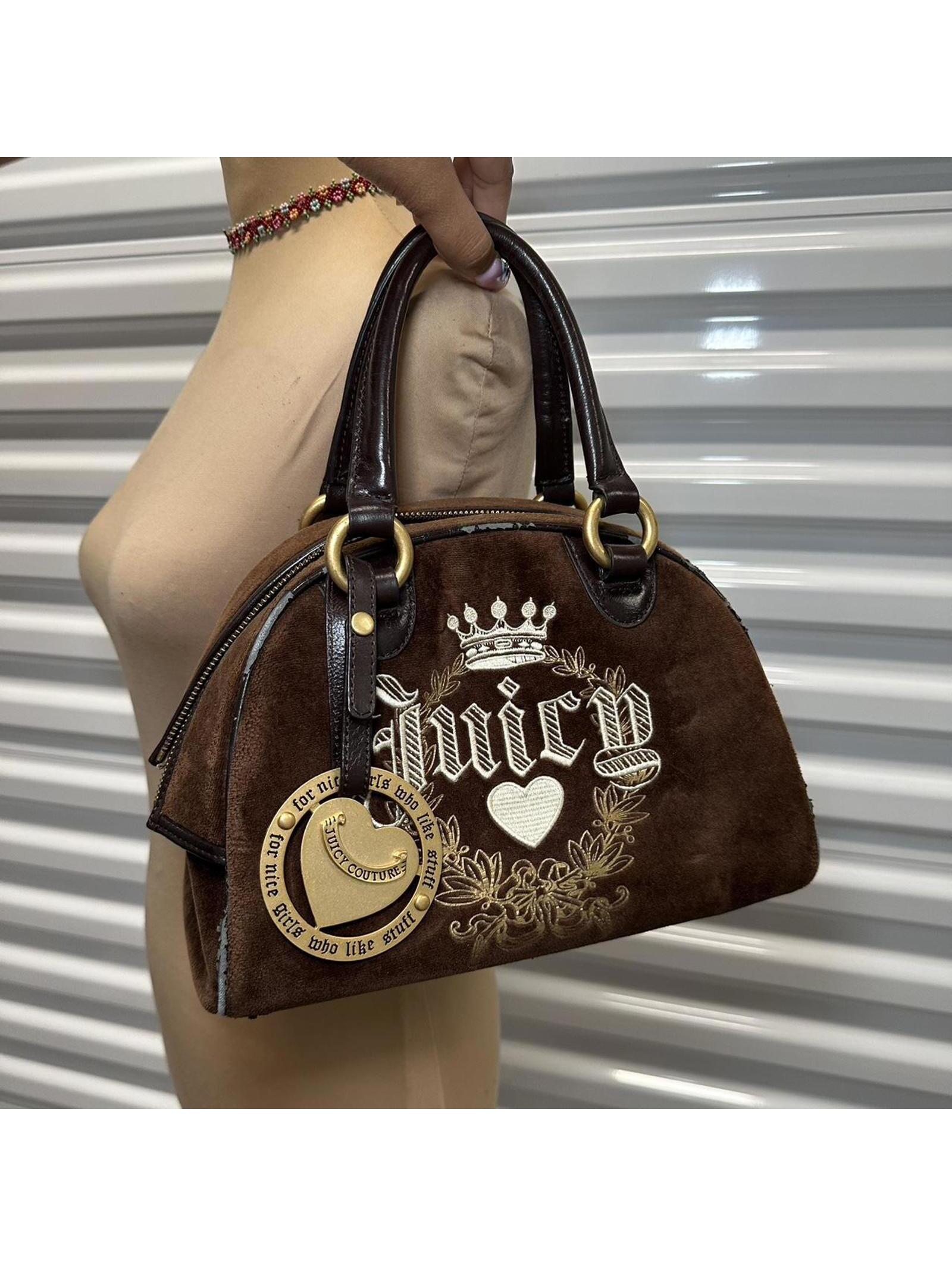 Juicy Couture Brown Velour Dome Satchel